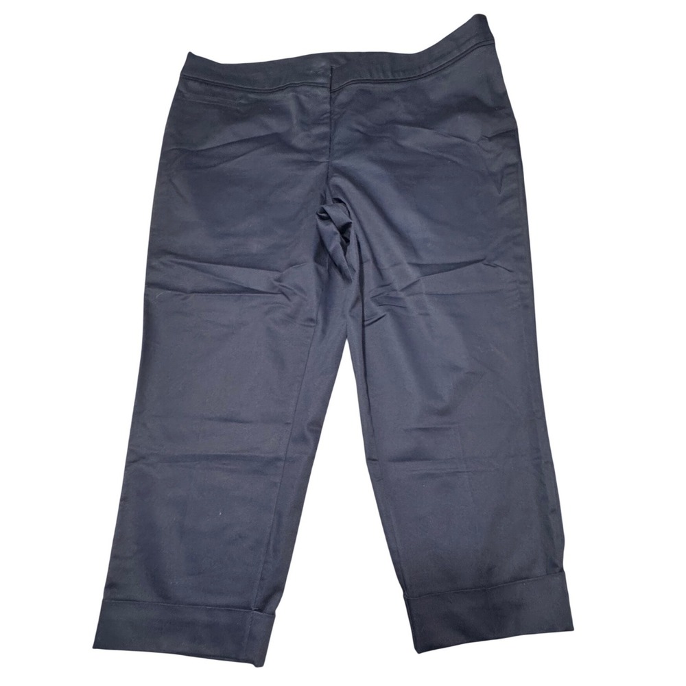 Avenue Cropped Pants Women Size 18 Navy Blue Stretch Cuffed Workwear Trousers